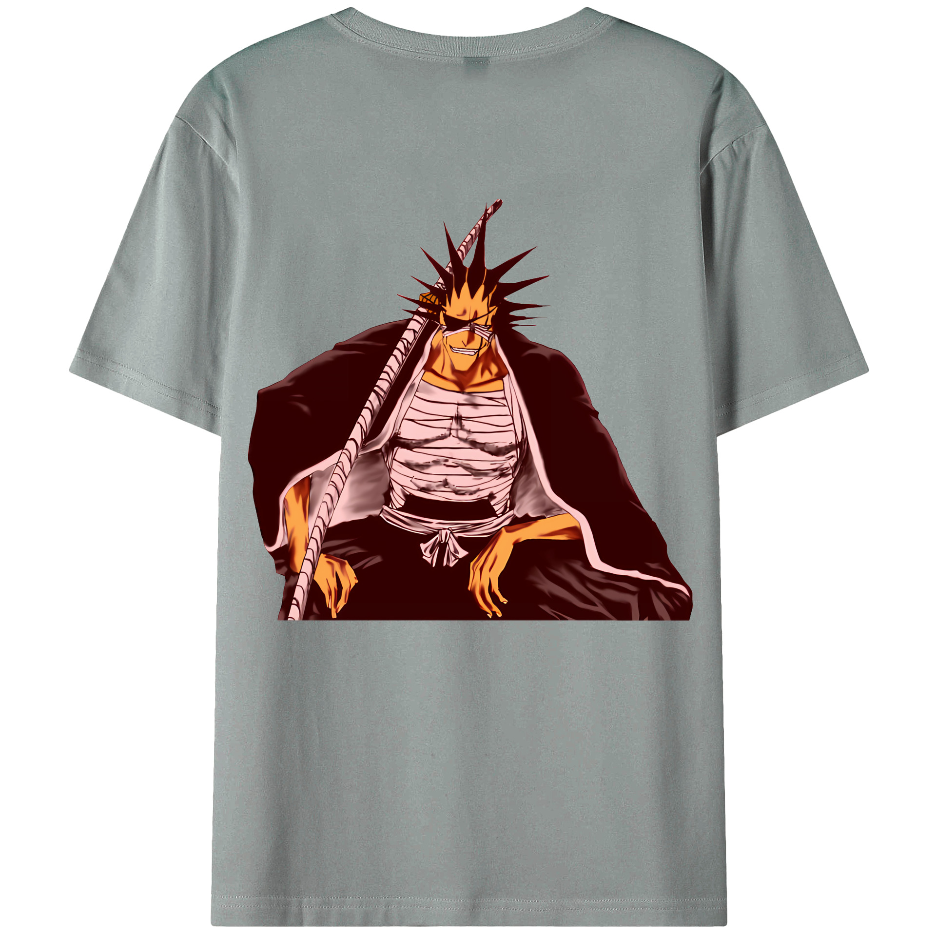 （画像用） ブリーチ ざらき けんぱち BLEACH Zaraki Kenpachi 綿100％ メンズ半袖Tシャツ（バックプリント） 通気性